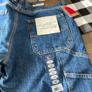 Fleece lined mens carpenter hammer loop jeans